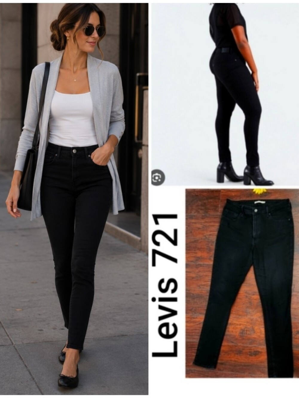 Levi's 721 Black Skinny Jeans High-Rise Stretch